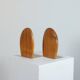 Vintage wooden and brass bookends from the 1950s, Scandinavian style.