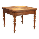 Antique extendable table in oak, walnut, and poplar, Europe, 19th century.