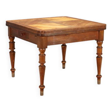 Table ancienne extensible en chêne, noyer et peuplier, Europe, XIXe siècle