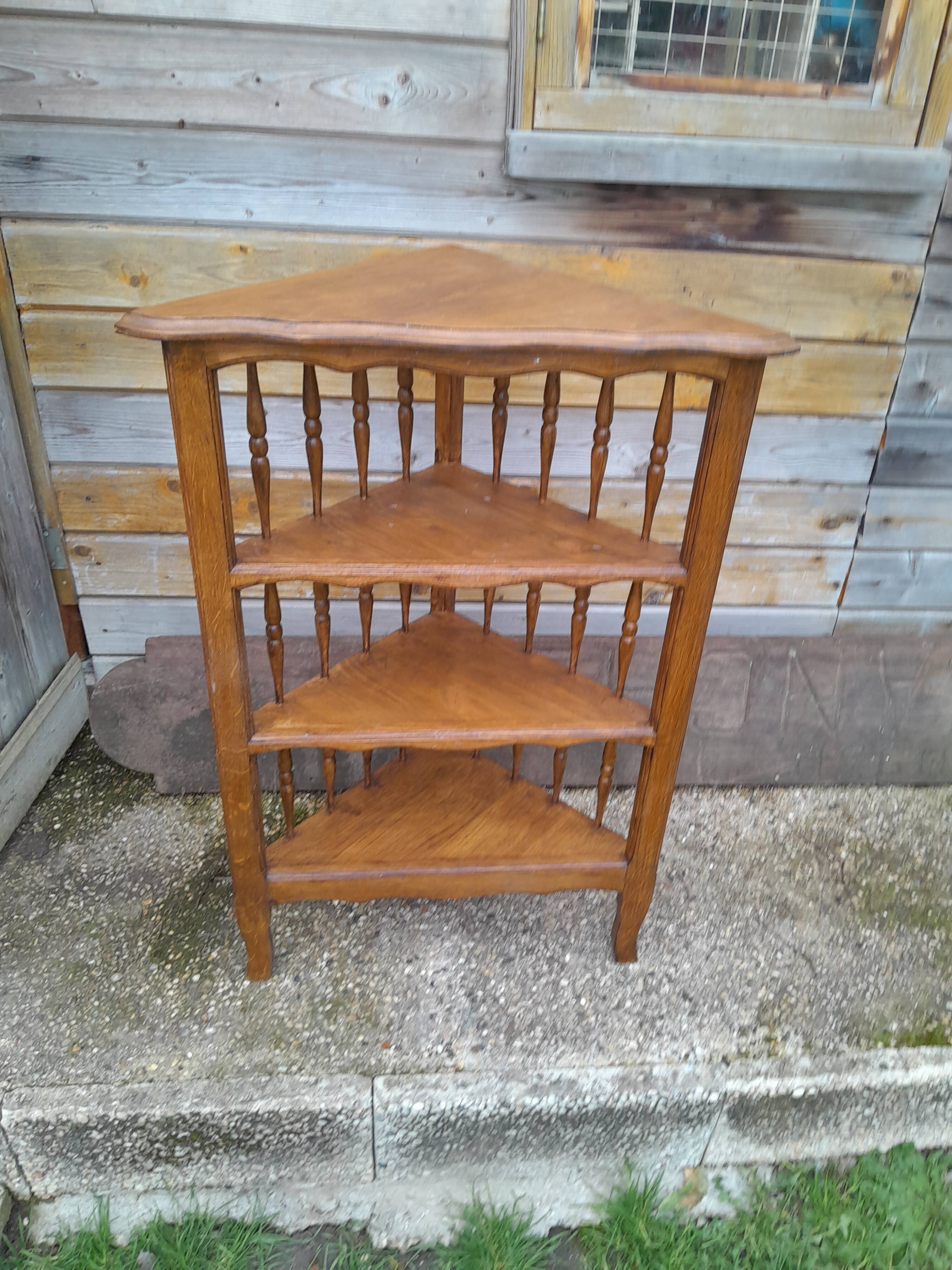 Old wooden corner shelf unit