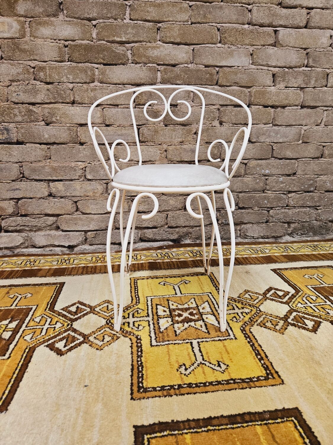 Garden armchair or terrace wrought iron white Montmartre style 60 year