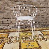 Garden armchair or terrace wrought iron white Montmartre style 60 year