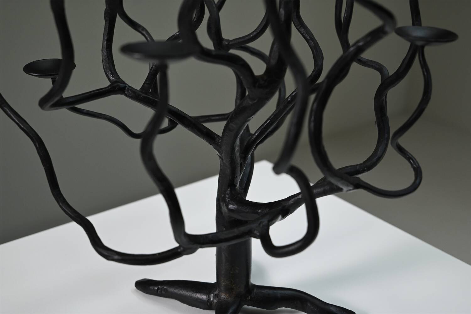 Black brutalist tree candle holder “tree of life” 1970s.