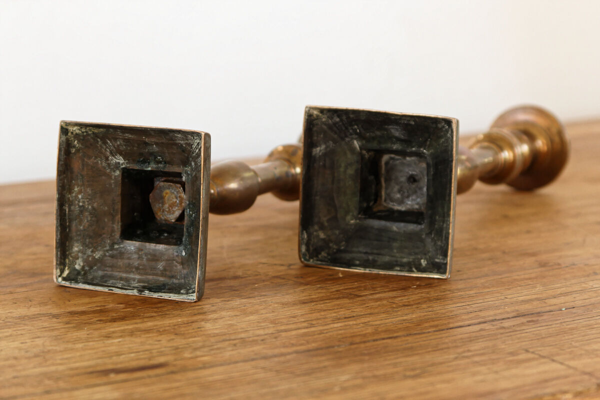Pair of copper candle holders