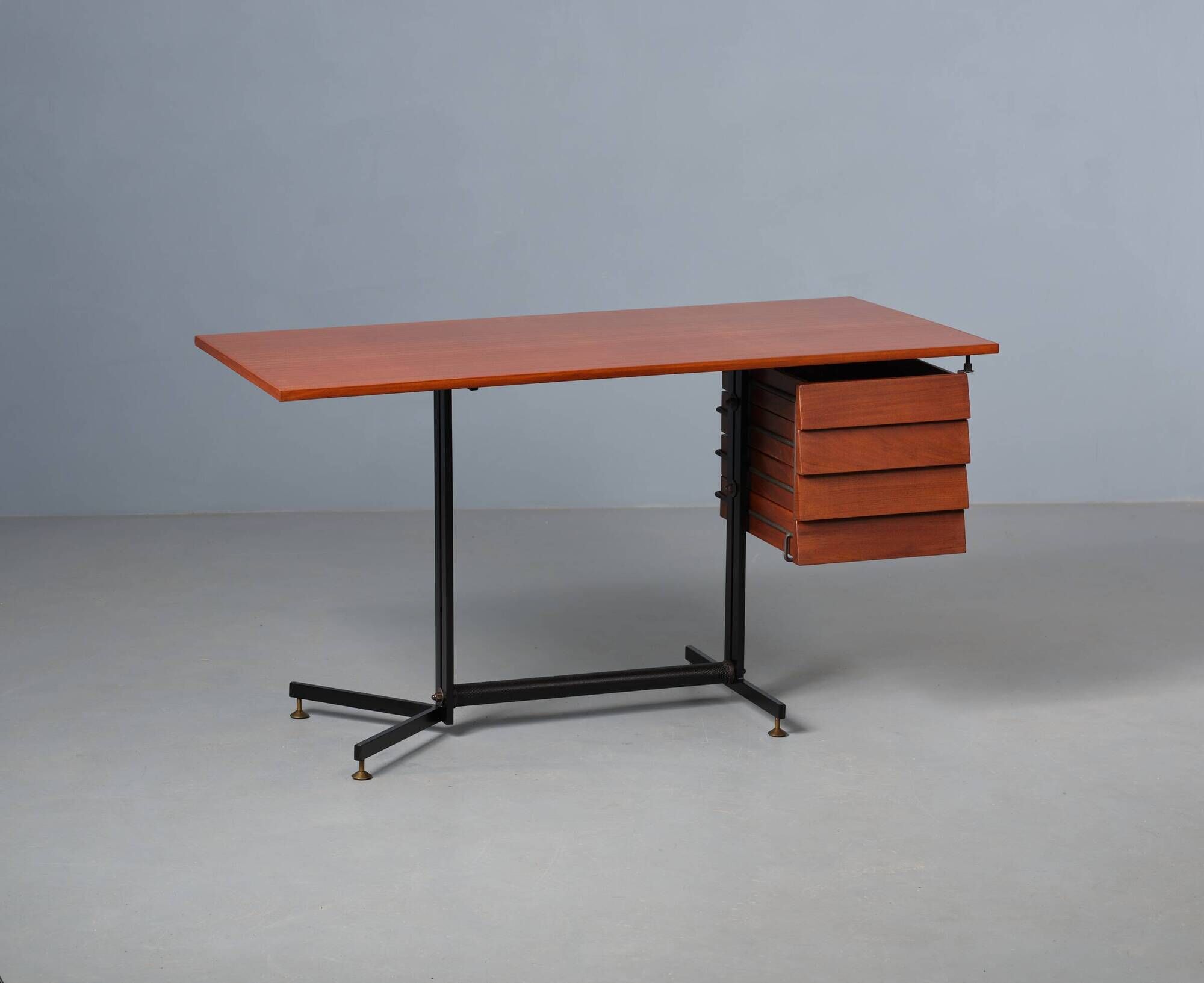1950's Italian Mid Century Modern Teak Desk Table