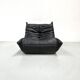 French black leather Togo lounge chair by Michel Ducaroy for Ligne Roset, 1970s