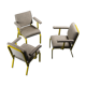 SET 3 HANDMADE CHAIRS METAL FABRIC 70S VINTAGE