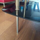 table basse cocktail 1960 deux plateaux pieds laiton