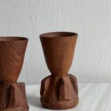 Paire de coquetiers en bois