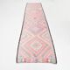 3x13 Soft Pink Turkish Vintage Runner Rug, 94x404Cm