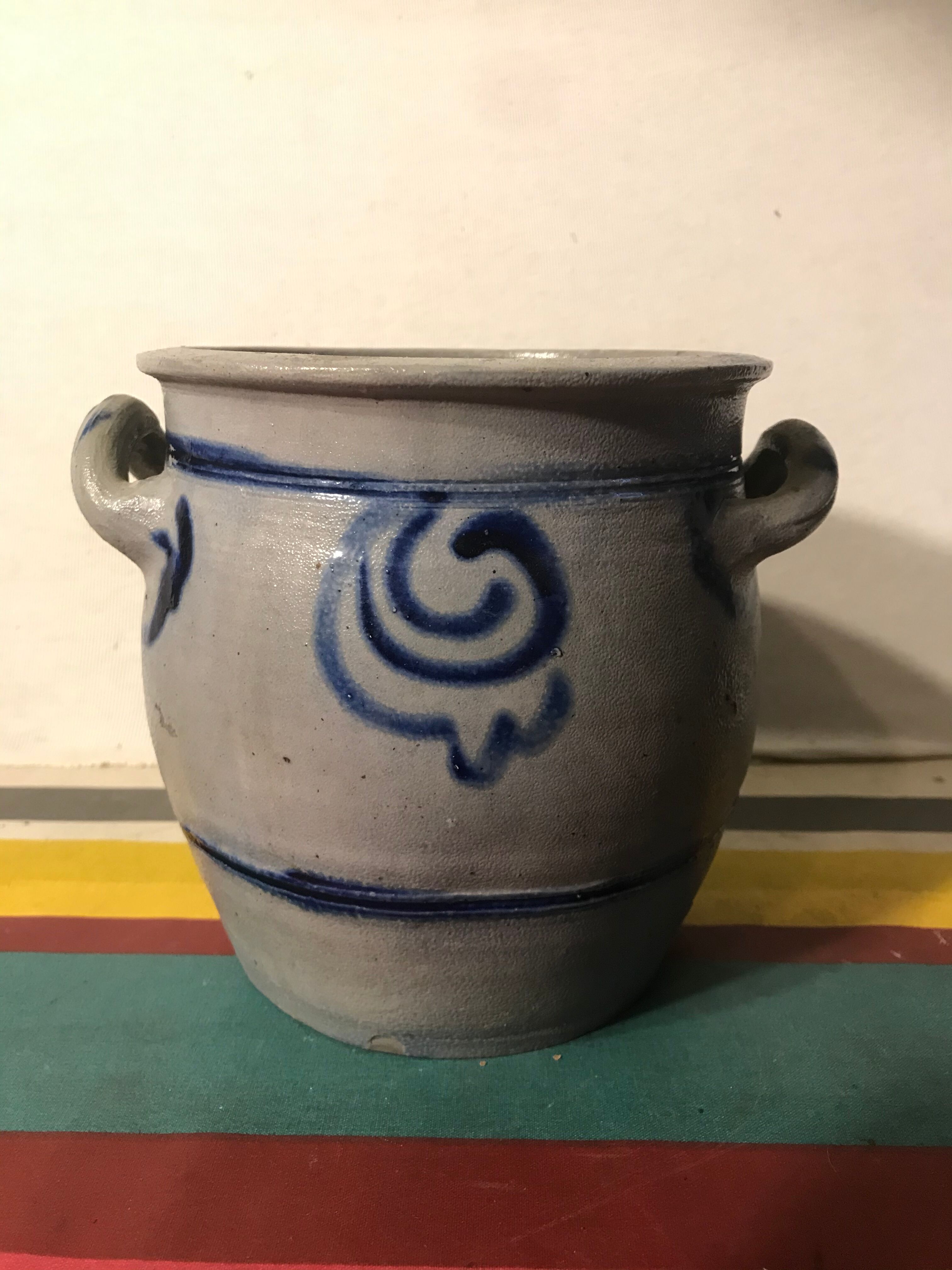 Lot 5 old blue sandstone 3 pots - carafe - vintage decoration tonneau