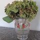Vintage vase from the 1950s – Frosted glass with hand-painted decorations