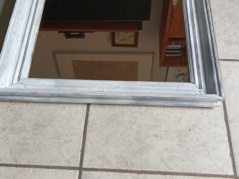 Mirror Patinated white wood frame