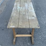 Industrial design of the late nineteenth large factory table in natural wood