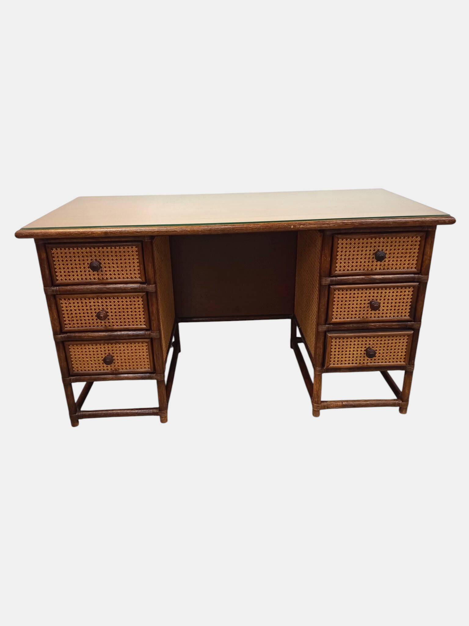 Vintage bamboo and cane desk
