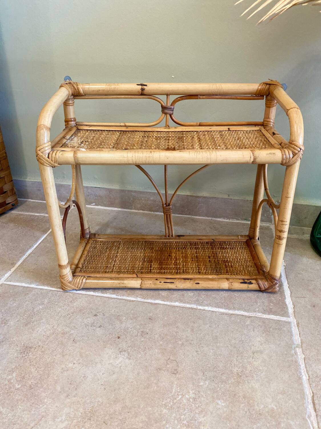 Vintage rattan shelf
