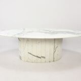 Mid-century italian marble oval coffee table, 1980s