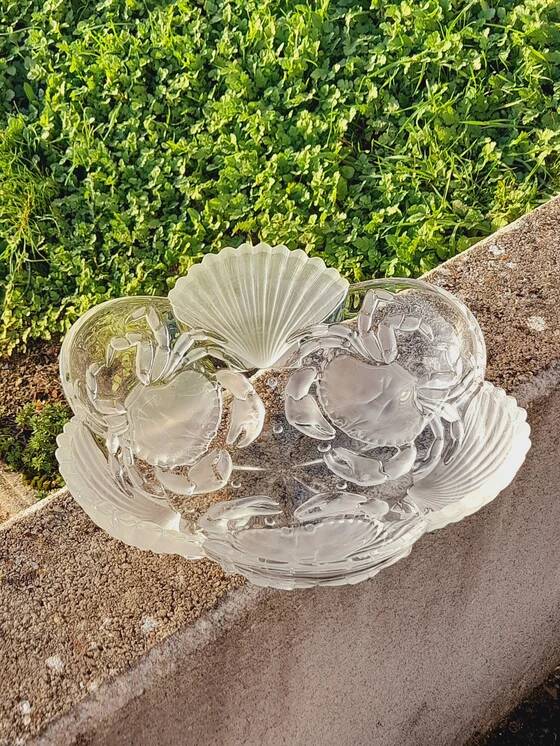Mikasa crystal salad bowl with seashell and crab design