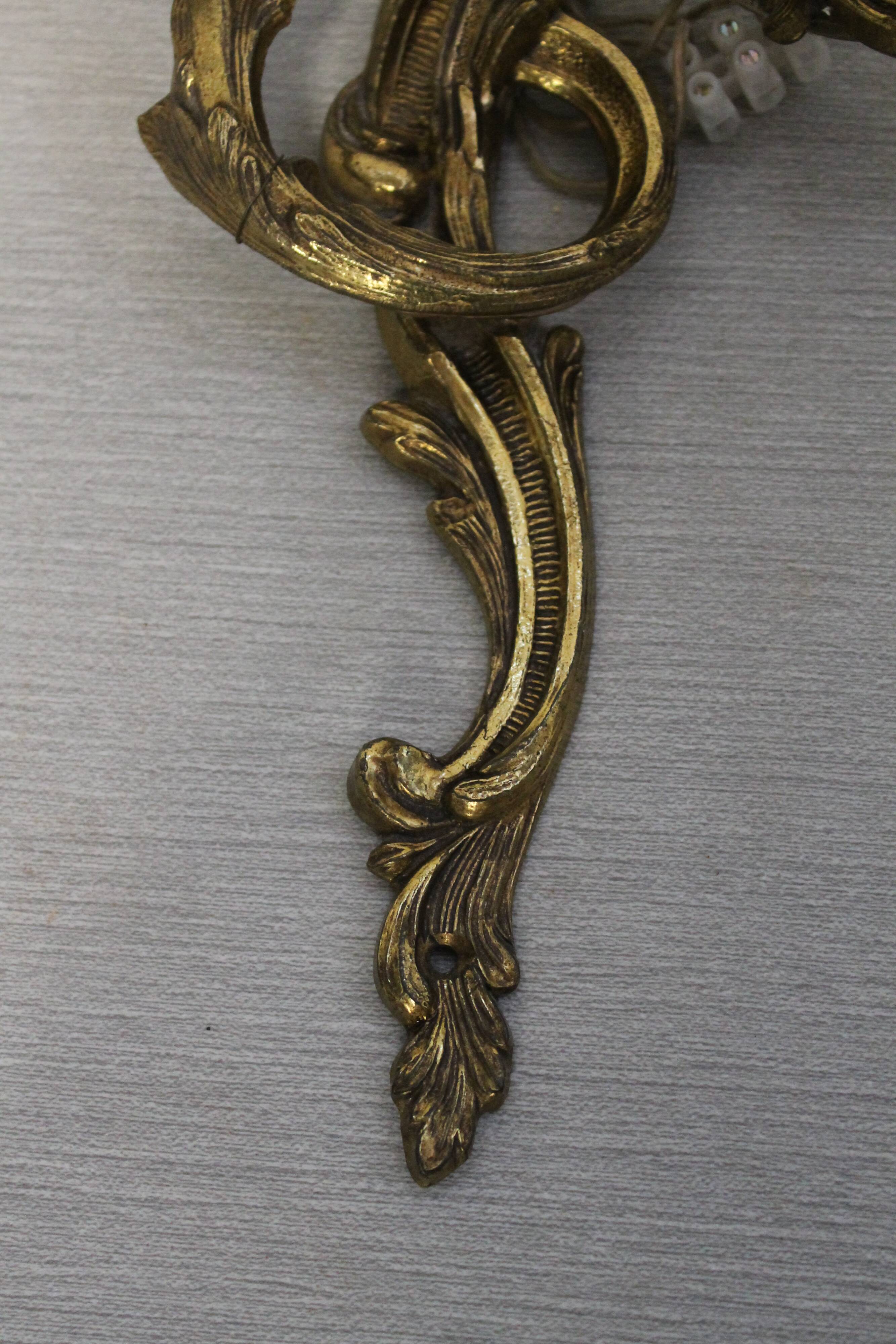 Pair of Louis XV style gilded bronze appliques