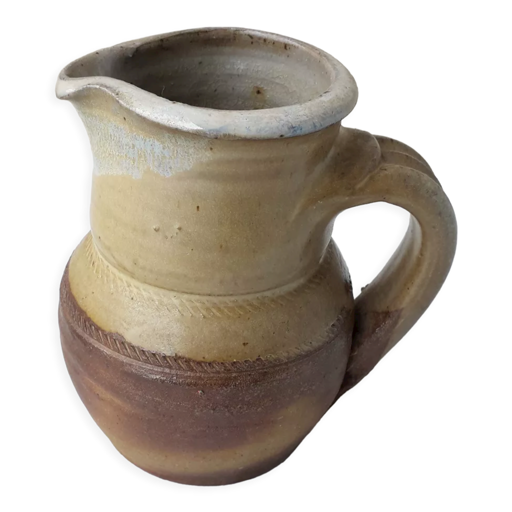 Lot De 6 Mazagrans + 1 Pot à Lait En Grès Beige - Formes Originales - Très Bon état