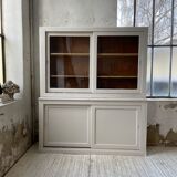 Library showcase ivory white sliding doors