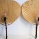 Set of 2 Uchiwa bamboo and rice paper wall lights by Ingo Maurer, Germany 1973