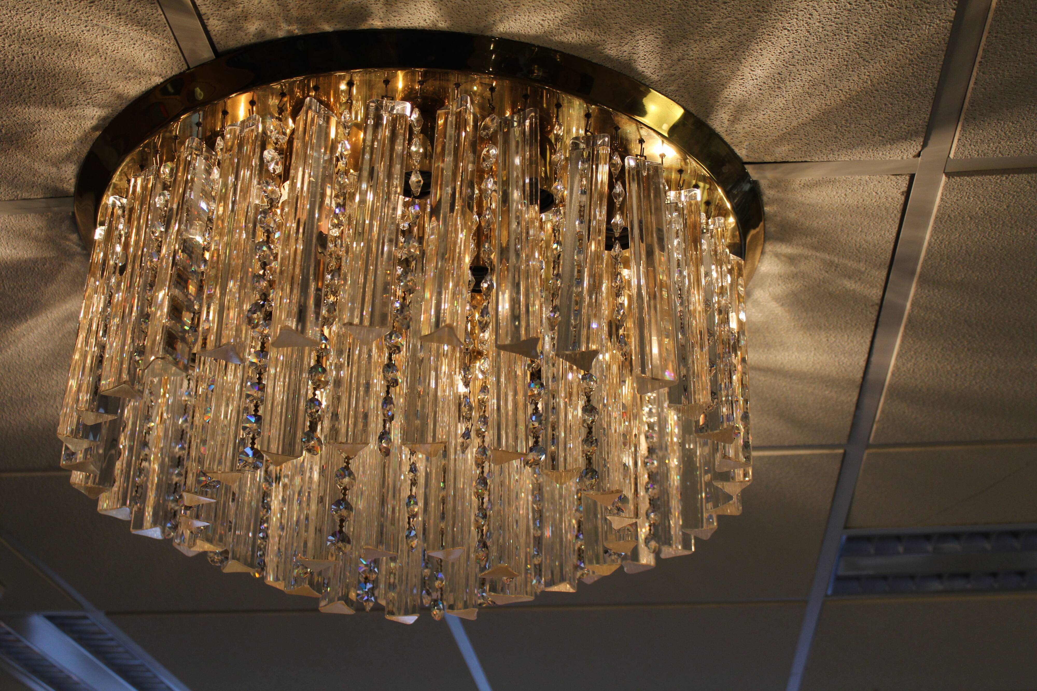 J.T. Kalmar Plaffoniere avec cristaux de verre de Murano, Autriche 1960