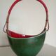 Leon elchinger soufflenheim - red and green ceramic fruit basket with handle