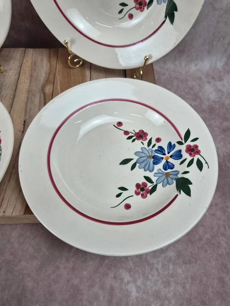 Lot de 4 assiettes creuses vintage Sarreguemines modèle Champfleury