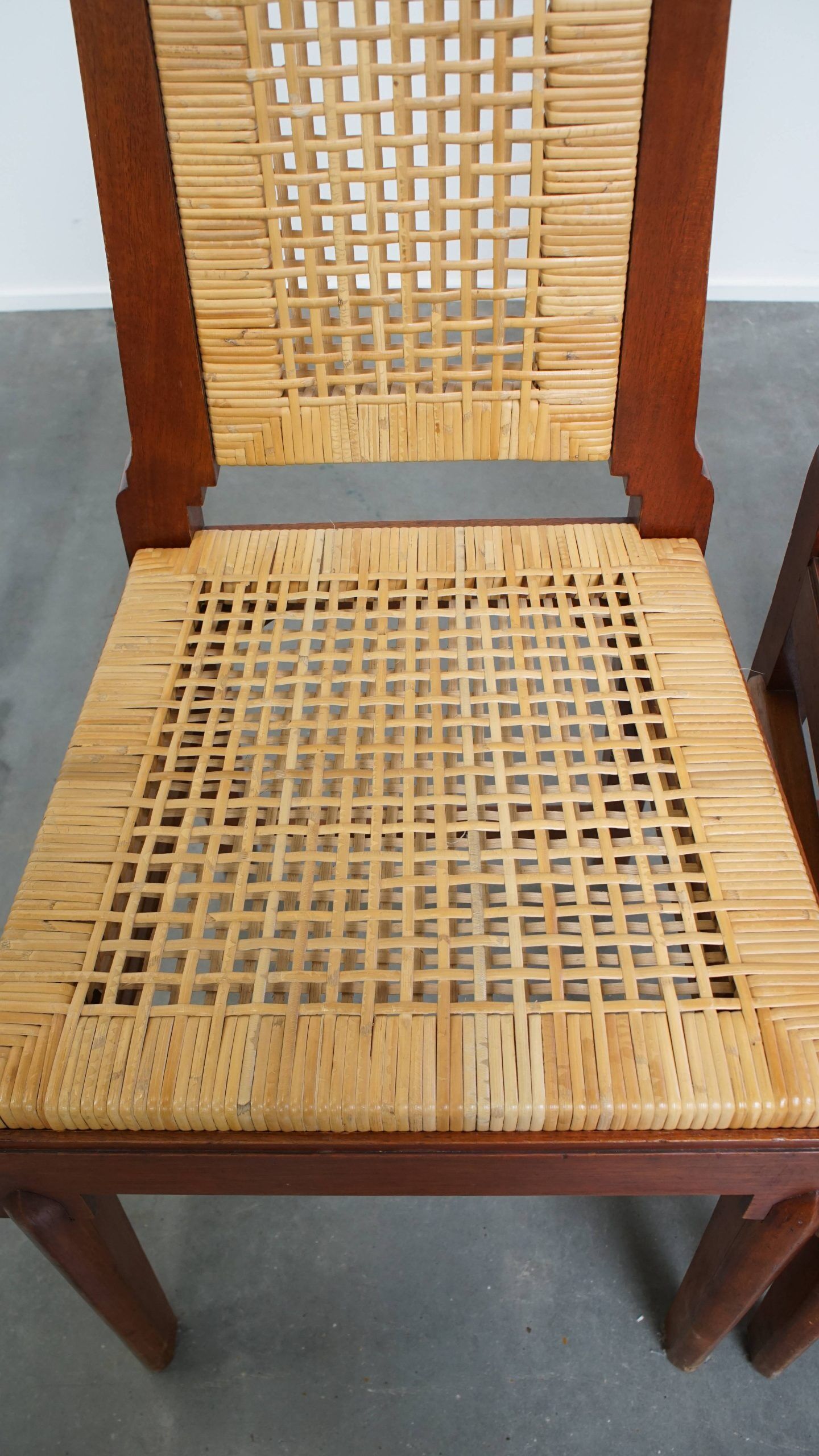 Set of two Art Deco design dining chairs with a wooden frame
