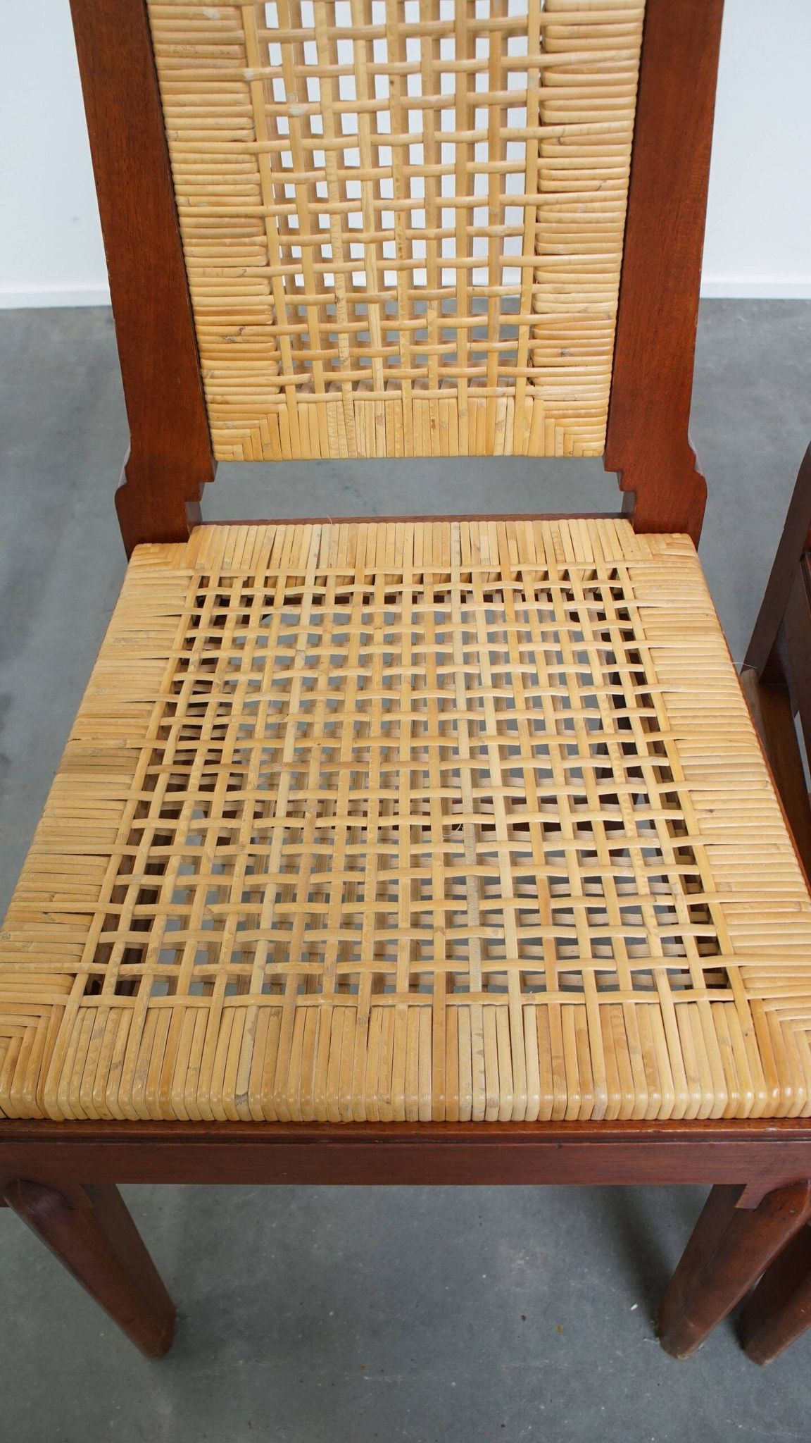 Set of two Art Deco design dining chairs with a wooden frame