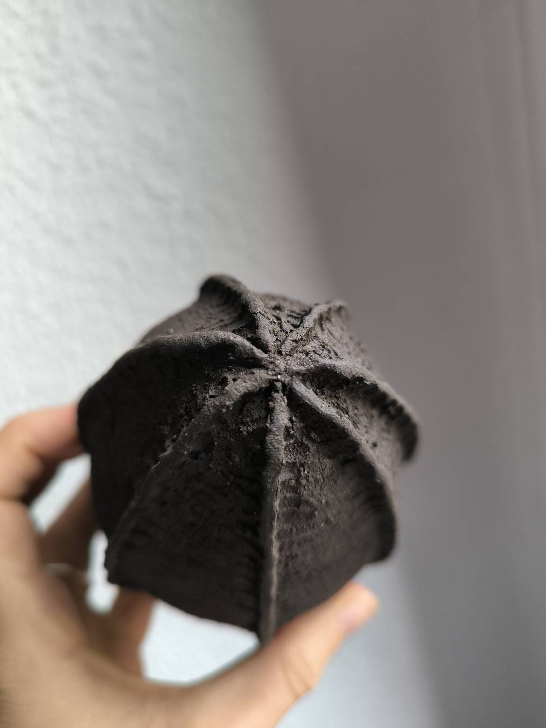 Duo sculpture art design egg planet ceramic black stoneware chamotte signé