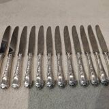 12 silver-plated dessert knives by Christofle Marly, 19.7cm
