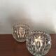 Duo of chiseled glass photophores
