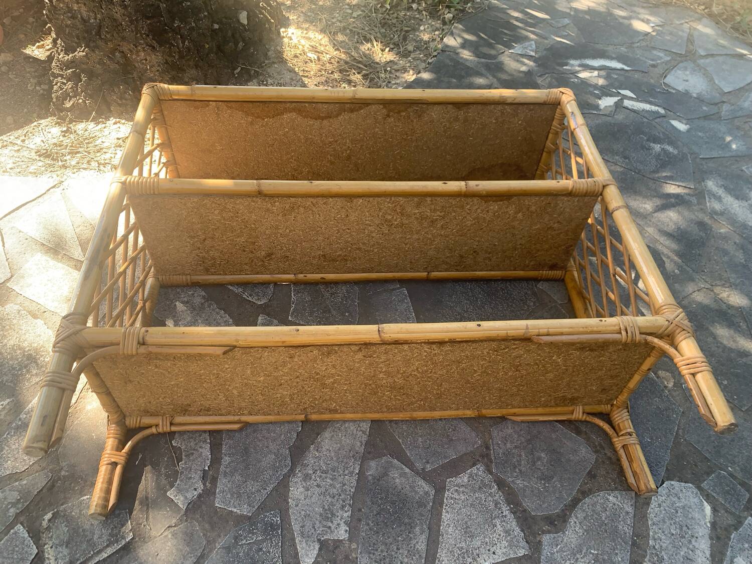 Rattan shelf with crossbars 60's