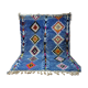 Tapis Beni Ouarain Bleu Azur - Motifs Berbères Colorés - Laine Naturelle