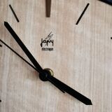 Vintage formica clock silent asymmetrical wall pendulum "Japy wood"