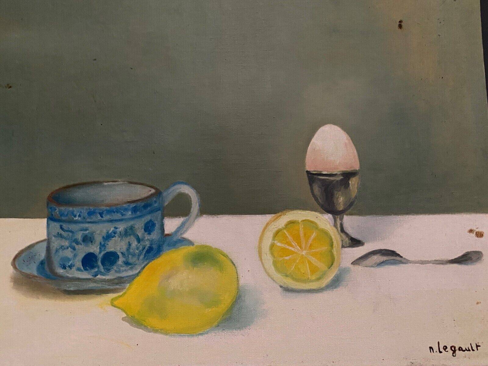 Oil on canvas still life by Nicole Legault La Tasse bleue 1980