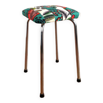 Tabouret vintage upcyclé - Orphée / Indienne