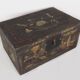 Antique wooden chest with illustrations of porcelain vases (1900) #2