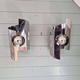 Paire d'appliques murales Space Age en métal chromé, 1970