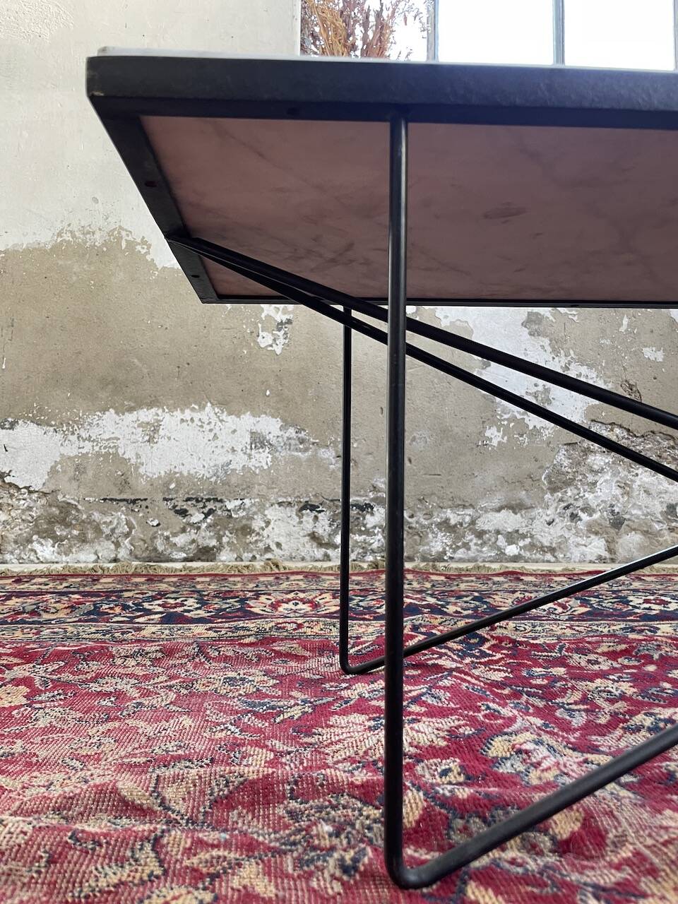 50s coffee table in metal and marble