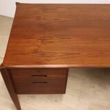 Vintage desk by Wilhelm Renz in double-sided teak, 1960s