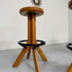 Set of 4 solid elm wood bar stools, vintage 70s design