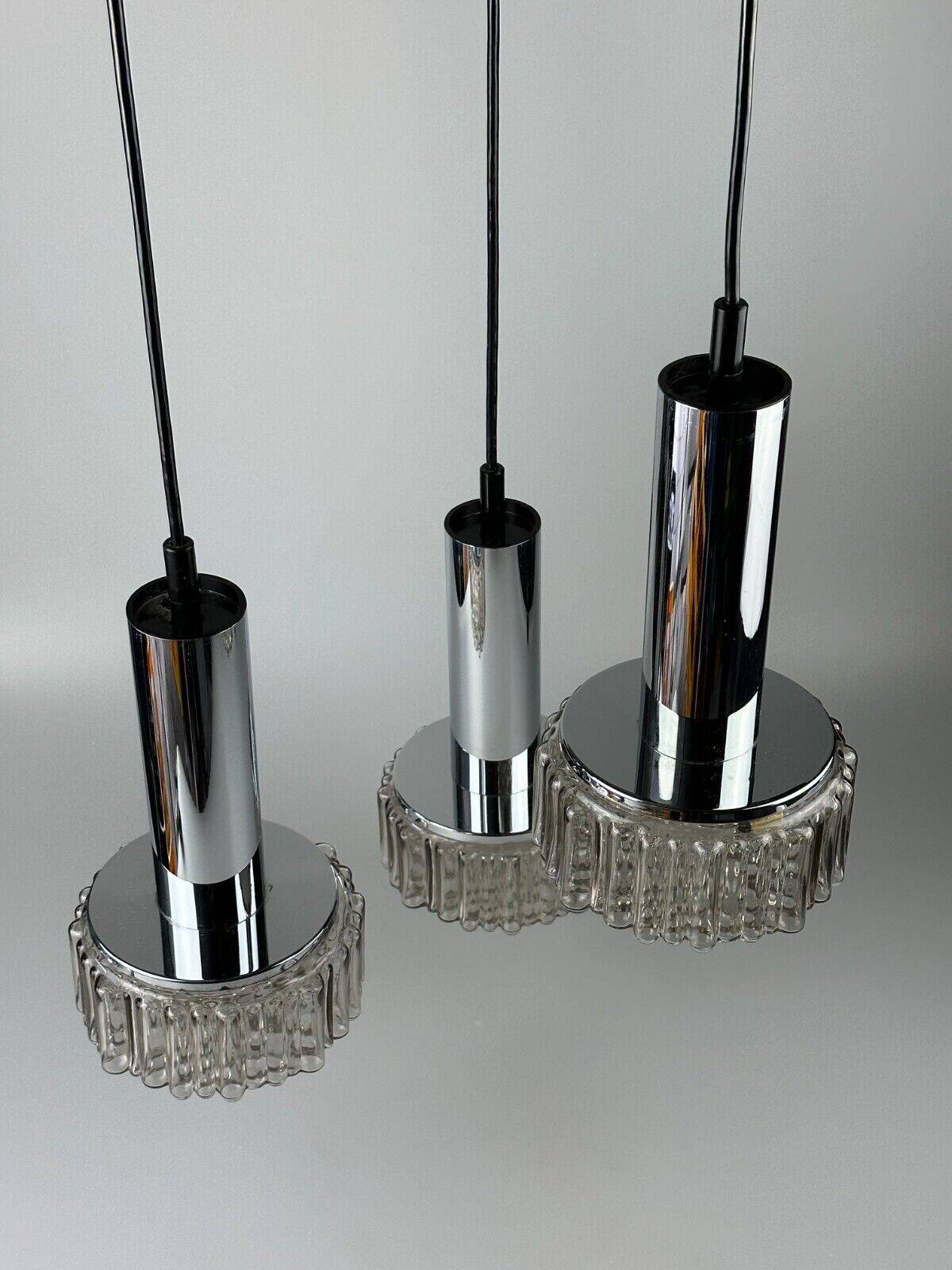 60s 70s 3-flame cascade lamp from Staff Leuchten Germany chrome glass