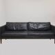 3-seater semi-aniline leather black sofa