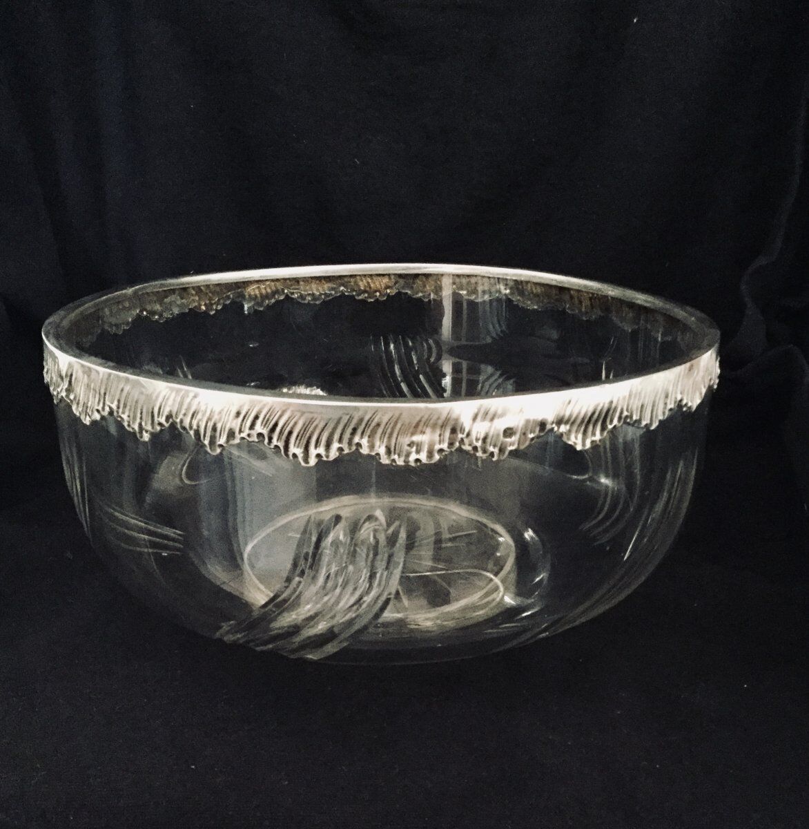 Saladier en cristal et argent
