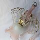 Vintage pink glass drop and flower chandelier pendant light.