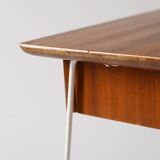 Table de chevet scandinave en métal et acajou, années 1960
