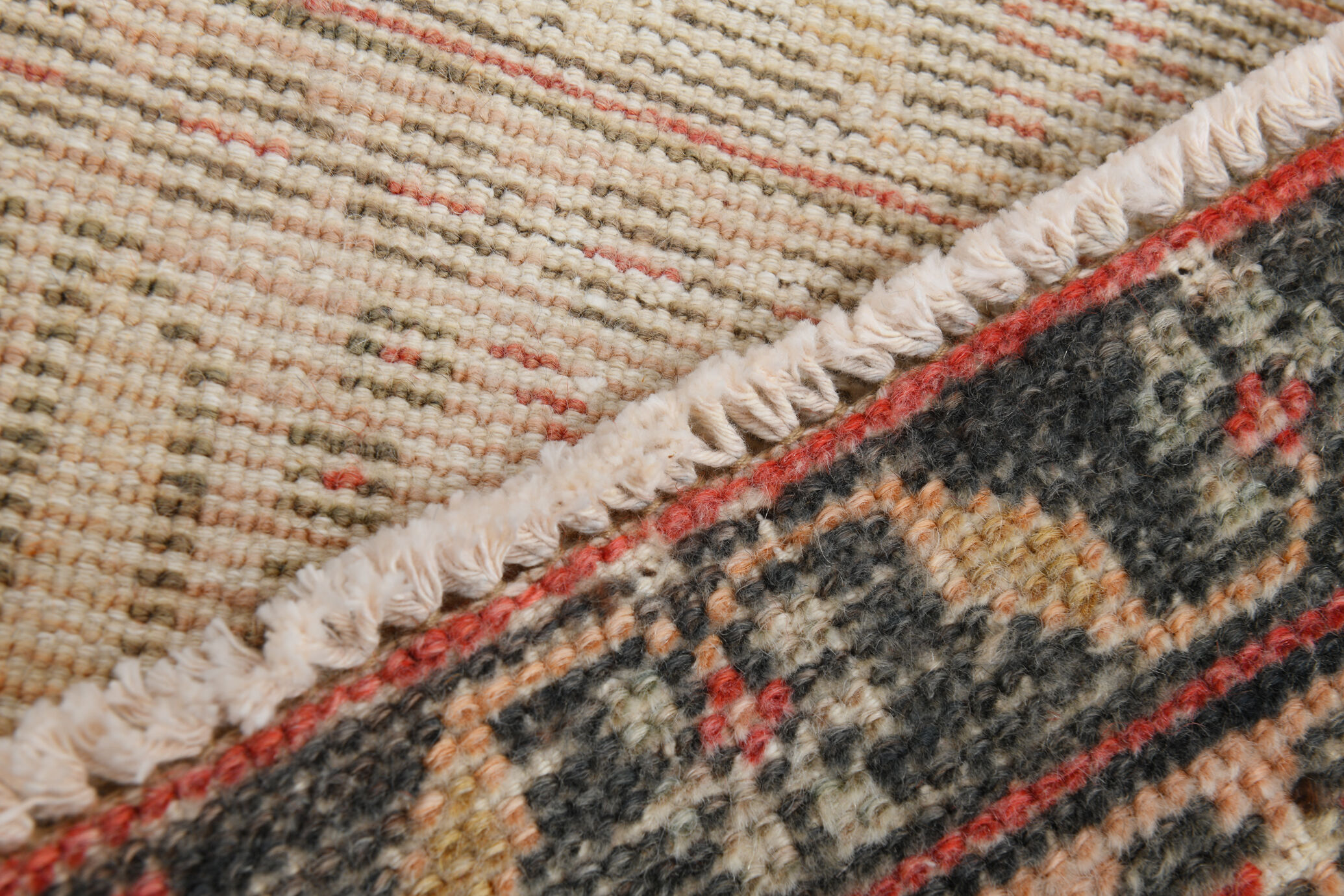 4x10 red & beige wool vintage rug 140x301cm